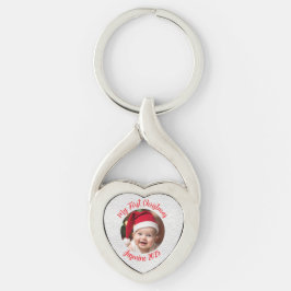 Chaveiro Customisable Twisted Heart Metal Baby First Xmas