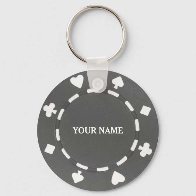 Chaveiro Customizable poker chip gray grey (Frente)