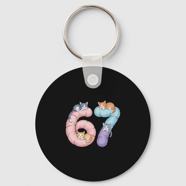 Chaveiro Cute 67 Cat Meme Design  (Frente)