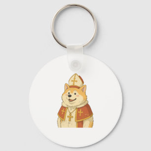 Chaveiro Cute Akita Pope - Design de Cachorro Engraçado