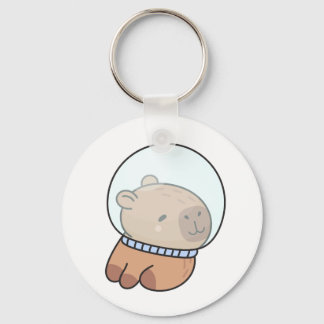 Chaveiro Cute Astronaut Capybara in Space Helmet Kawaii