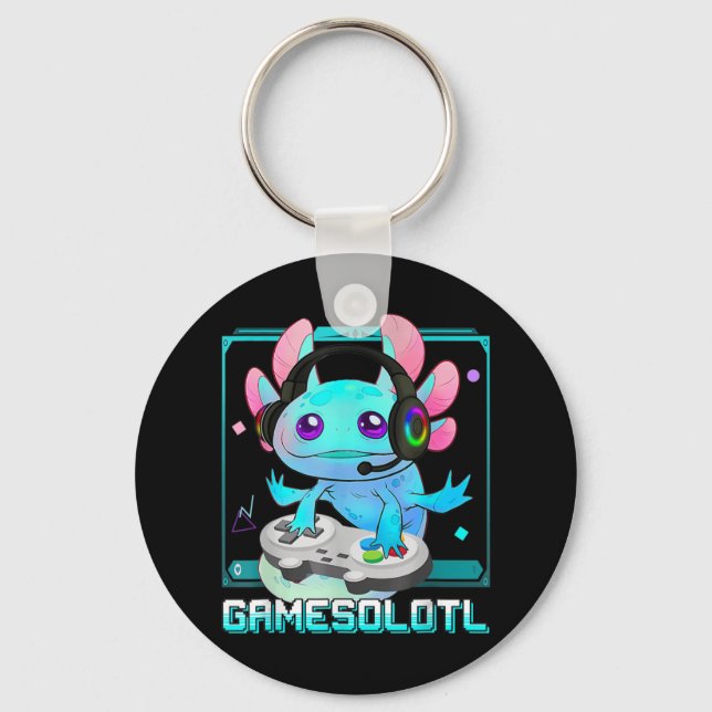 Chaveiro Cute Axolotl Lover Gamesalotl Gaming Axolotl Kids (Frente)