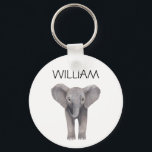 Chaveiro Cute Baby Elephant Name<br><div class="desc">ilustração fofa do elefante do bebê chaveiro</div>