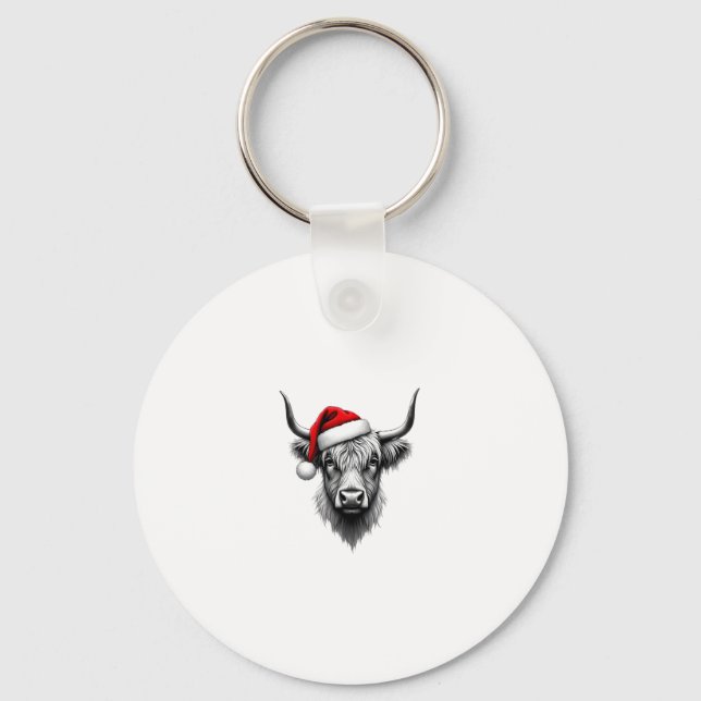 Chaveiro Cute Baby Highland Cow Christmas Santa Gifts Xmas  (Frente)