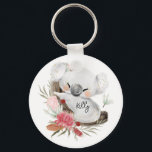 Chaveiro Cute Baby Koala Dourado Speckle Nome Personalizado<br><div class="desc">Apresentando coala e coroa de flores bonitinha com manchas de ouro. Ideal para um presente de aniversário, decoração infantil, arte de quarto de crianças, decoração doméstica, e outras ocasiões. Fácil personalização do nome e fonte dos seus filhos usando o "botão Personalização". Você também pode "Transferir design para um produto" em...</div>