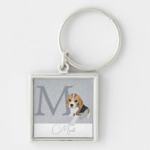 CUTE BEAGLE DESENHANDO EM PRATA-CHUVA COM INICIAIS