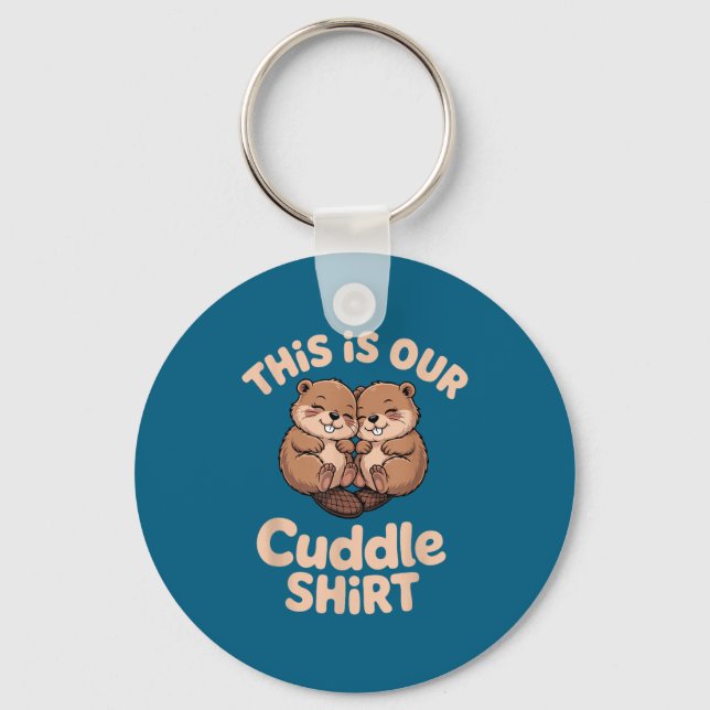 Chaveiro Cute Beaver Couple This Is Our Cuddle  (Frente)