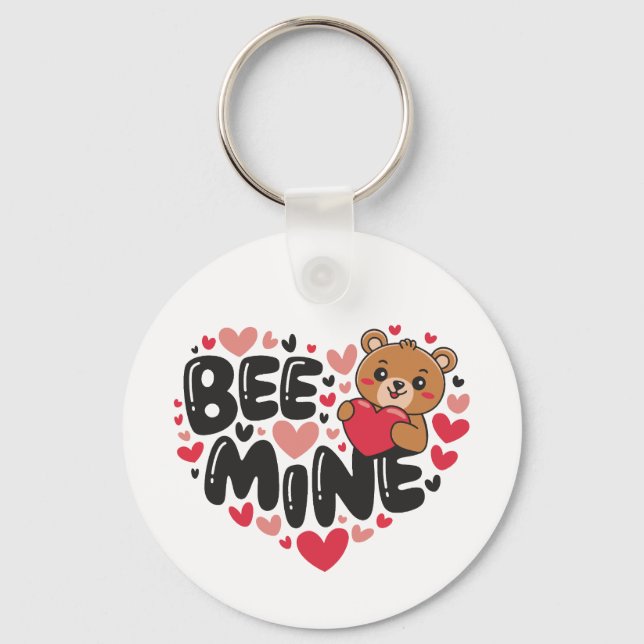 Chaveiro Cute Bee Mine Teddy Bear Valentine's Day (Verso)