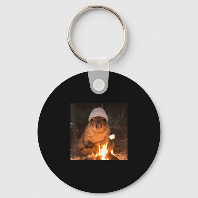 Chaveiro Cute capivara fogueira s'mores engraçado acampamen (Frente)