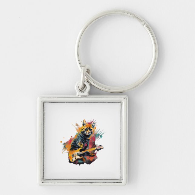Chaveiro cute cat rocks tar design  (Frente)