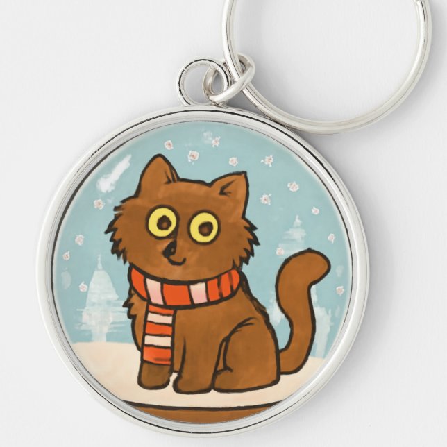 Chaveiro Cute Cat with Scarf Keychain (Frente)