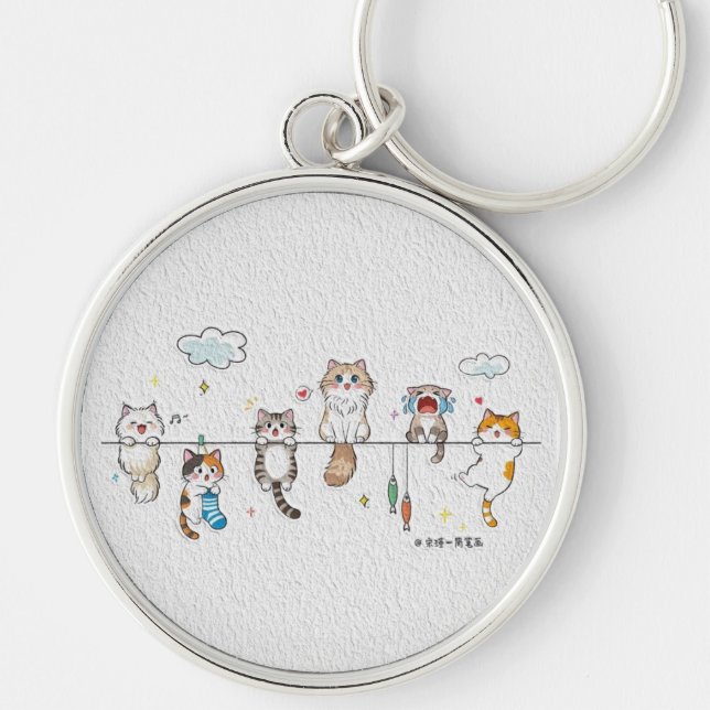 Chaveiro Cute Cats Hanging Keychain (Frente)