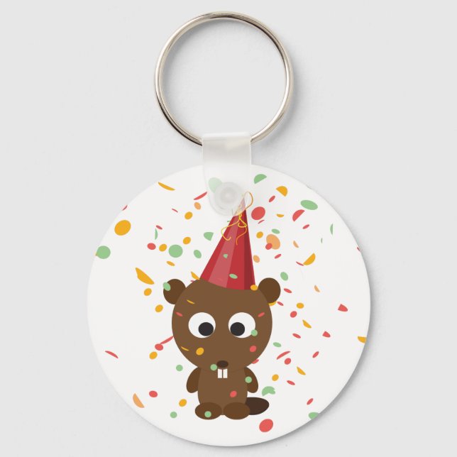 Chaveiro Cute Confetti Party Beaver (Frente)