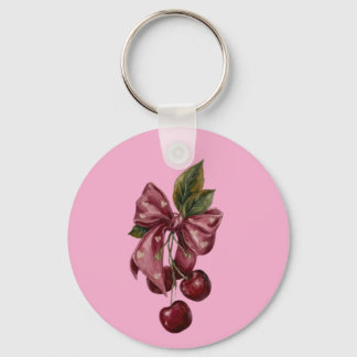 Chaveiro Cute Coquette Cereja Fita Rosa Estética