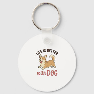 Chaveiro Cute Corgi Dog Life É Melhor Com Dog Design_1