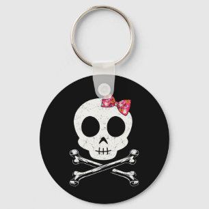 Chaveiro Cute Crânio e Ossos Cruzados Gravata Borboleta Ros