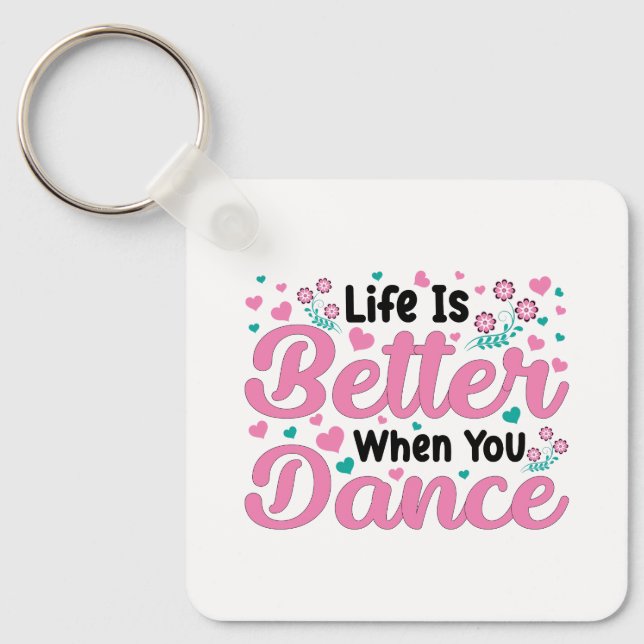 Chaveiro Cute Dancer Saying Pink & Teal Confetti (Frente)