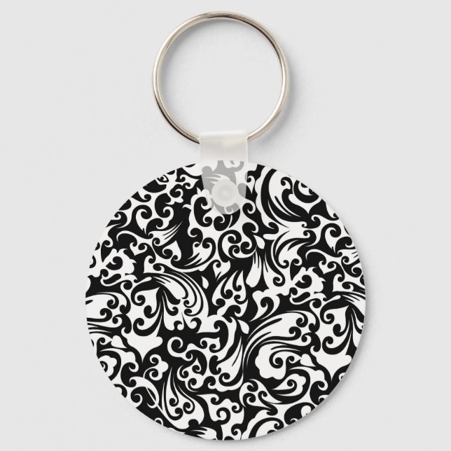 Chaveiro Cute design de fundo abstrato preto e branco (Frente)