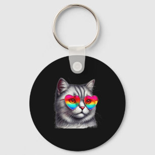 Chaveiro Cute Dia dos Namorados Cinza Gato Coração Sungles