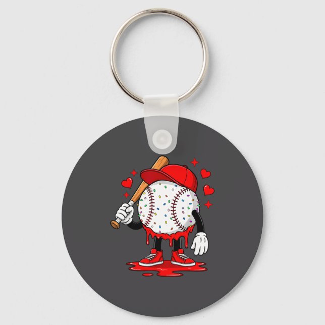 Chaveiro Cute Dripng Baseball Lover Valentines Day Boys Kid (Frente)