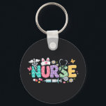 Chaveiro Cute Easter Nurse Medical Humor<br><div class="desc">Colorful lettering with a nurse hat,  stethoscope,  flowers and playful medical symbols. A cheerful graphic celebrating caring nurses and healthcare professionals during the Easter season with a bright and friendly hospital atmosphere.</div>