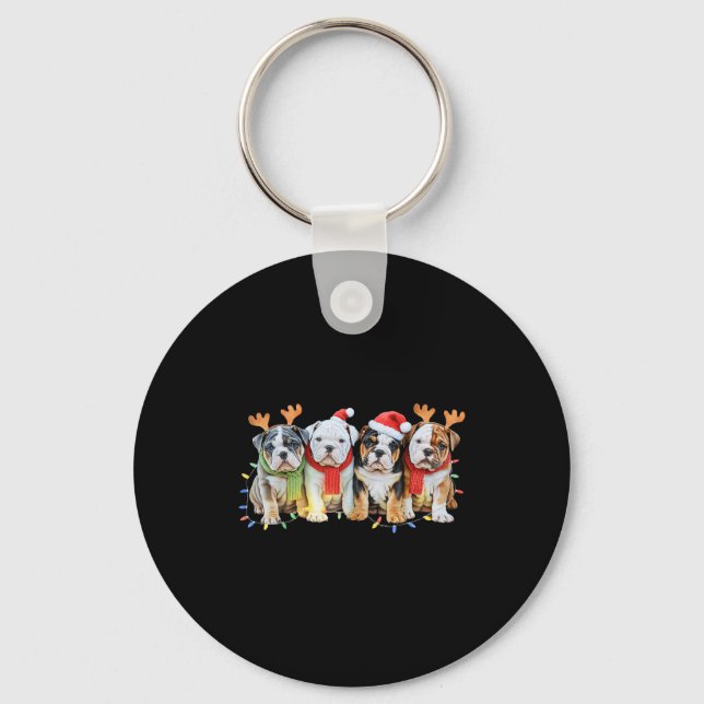 Chaveiro Cute English Bulldog Christmas Lights Xmas Bulldog (Frente)