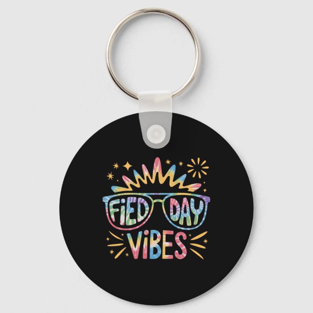 Chaveiro Cute Field Day Vibes Tie Dye Para Professor Crianç (Frente)