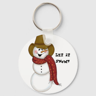 Chaveiro Cute Folk Art Cowboy Snowman