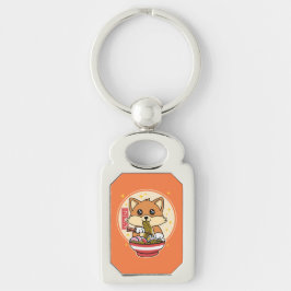 Chaveiro Cute Fox Eating Ramen Kawaii - Presente de Comida 