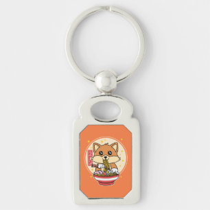 Chaveiro Cute Fox Eating Ramen Kawaii - Presente de Comida 
