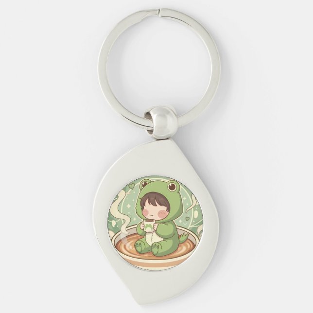Chaveiro Cute Froggy Coffee Tale Design (Frente)