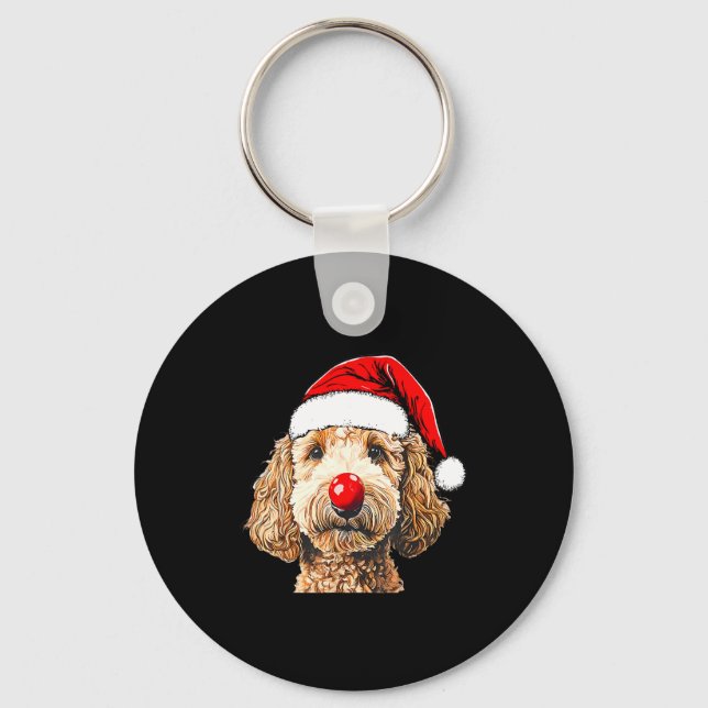 Chaveiro Cute Goldendoodle Dogs Christmas Santa Golden Dood (Frente)