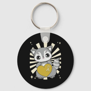 Chaveiro Cute Guaxinim e Laço do Coração para Câncer Infant