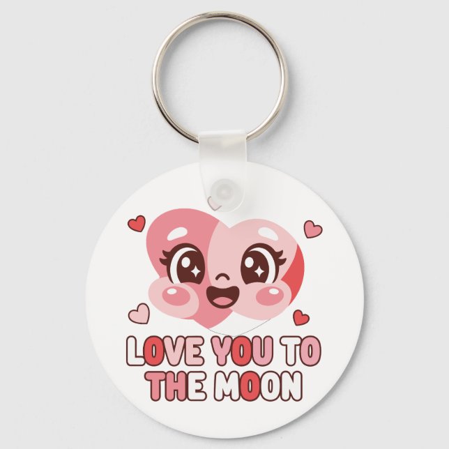 Chaveiro Cute Heart Character Love You To The Moon (Frente)
