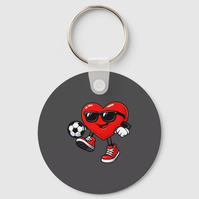 Chaveiro Cute Heart Playing Soccer Valentines Day Soccer Bo (Frente)