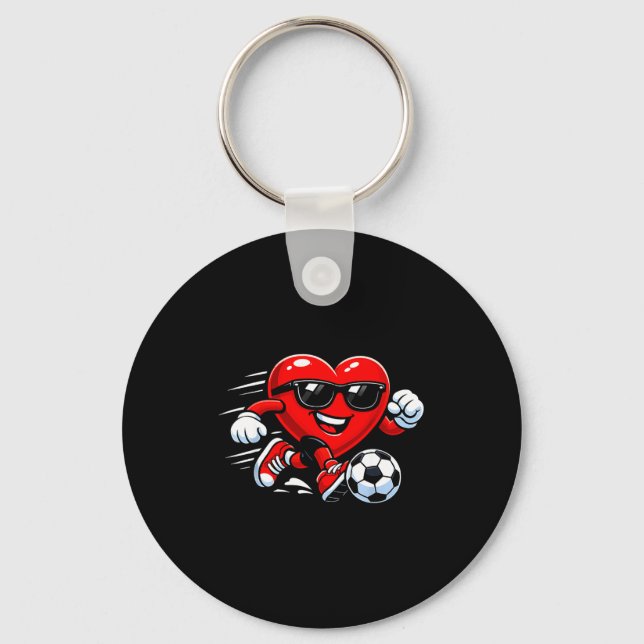Chaveiro Cute Heart Playing Soccer Valentines Day Soccer Bo (Frente)