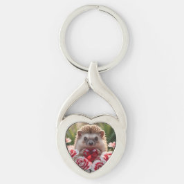 Chaveiro Cute January Hedgehog with Garnet Heart