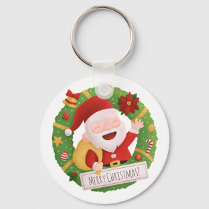 Chaveiro Cute Jolly Padre Santa Claus Wreath