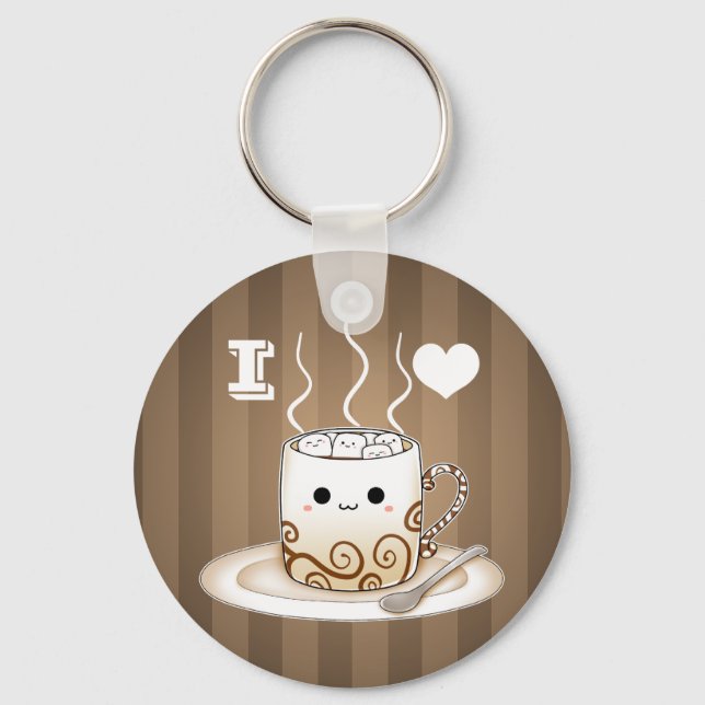 Chaveiro Cute kawaii, bebida quente de cacau (Frente)