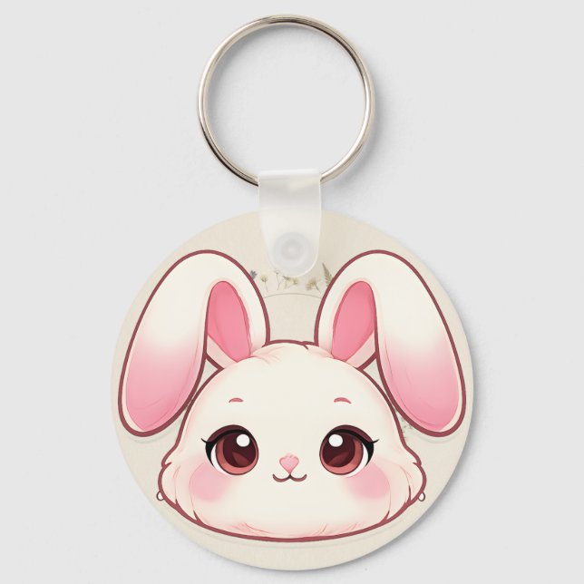 Chaveiro Cute Kawaii Bunny Face Keychain (Frente)