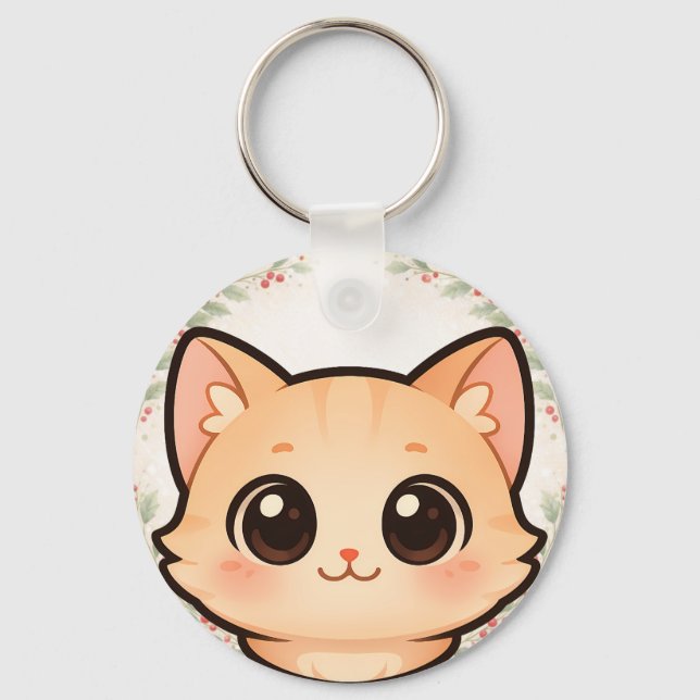 Chaveiro Cute Kawaii Cat Face Keychain (Frente)