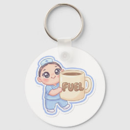 Chaveiro Cute Kawaii Chibi Nurse Giant Coffee Fuel