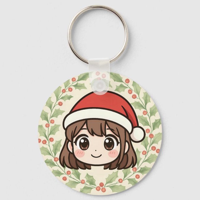 Chaveiro Cute Kawaii Christmas Anime Girl Keychain (Frente)