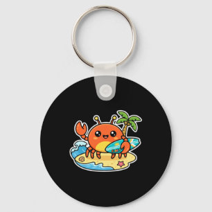 Chaveiro Cute Kawaii Surfing Crab Aloha Praia Verão