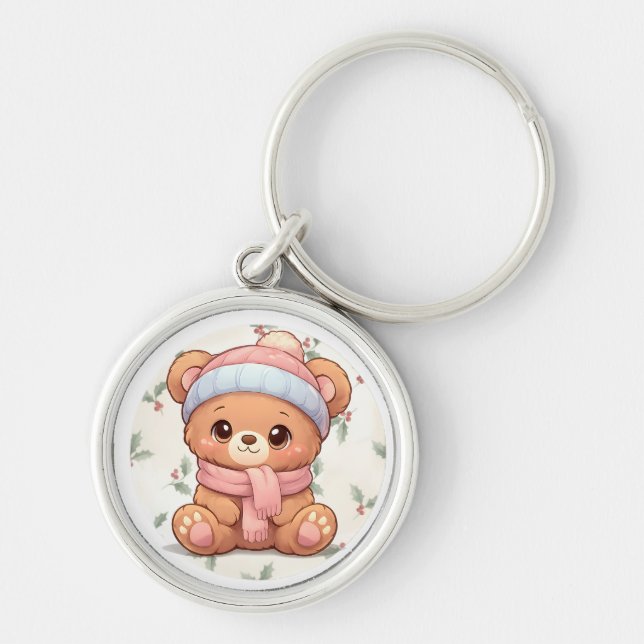 Chaveiro Cute Kawaii Teddy Bear Winter Keychain (Frente)