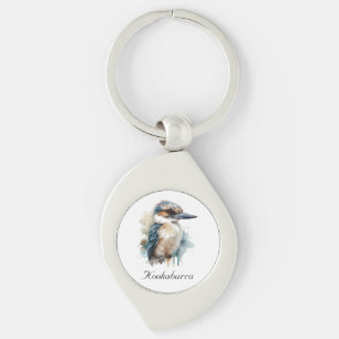 Chaveiro Cute Kookaburra num galho pintado em aquarela