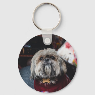 Chaveiro Cute lhasa apso cachorrinho no Natal b