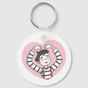 Chaveiro Cute Mime Amor Coração Pose, Eu Te Amo