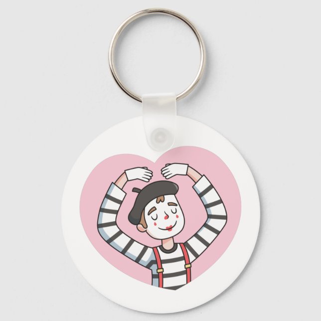 Chaveiro Cute Mime Amor Coração Pose, Eu Te Amo (Frente)