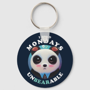 Chaveiro Cute Panda Finds Mondays Unbearable   Pun Quote